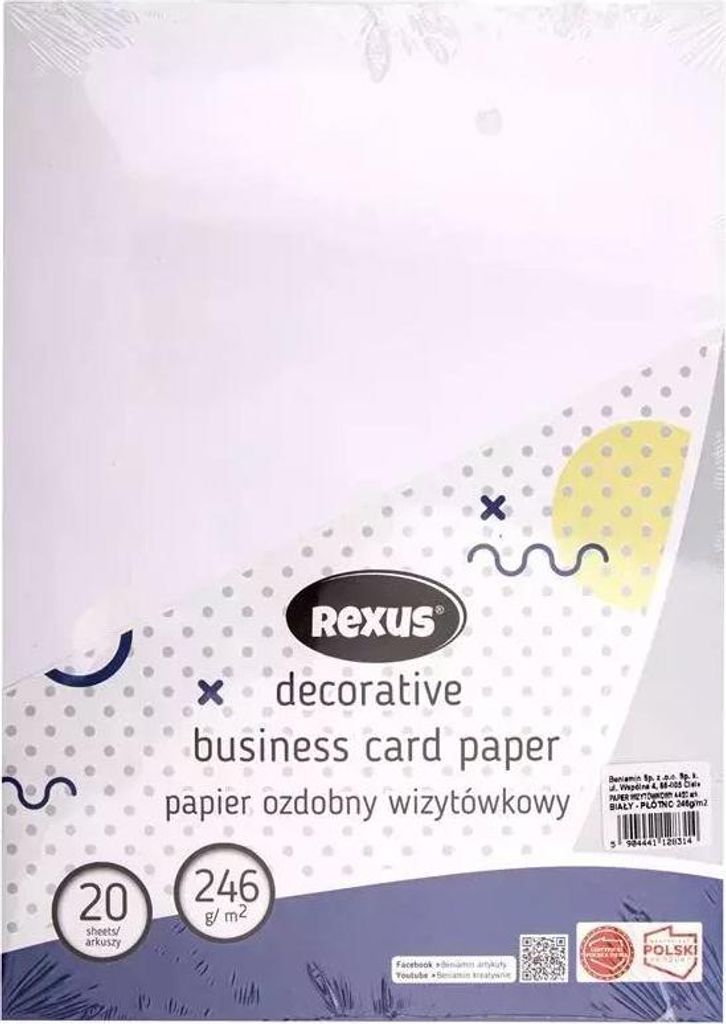 Papier wizytówkowy A4 biały płótno 20 arkuszy
