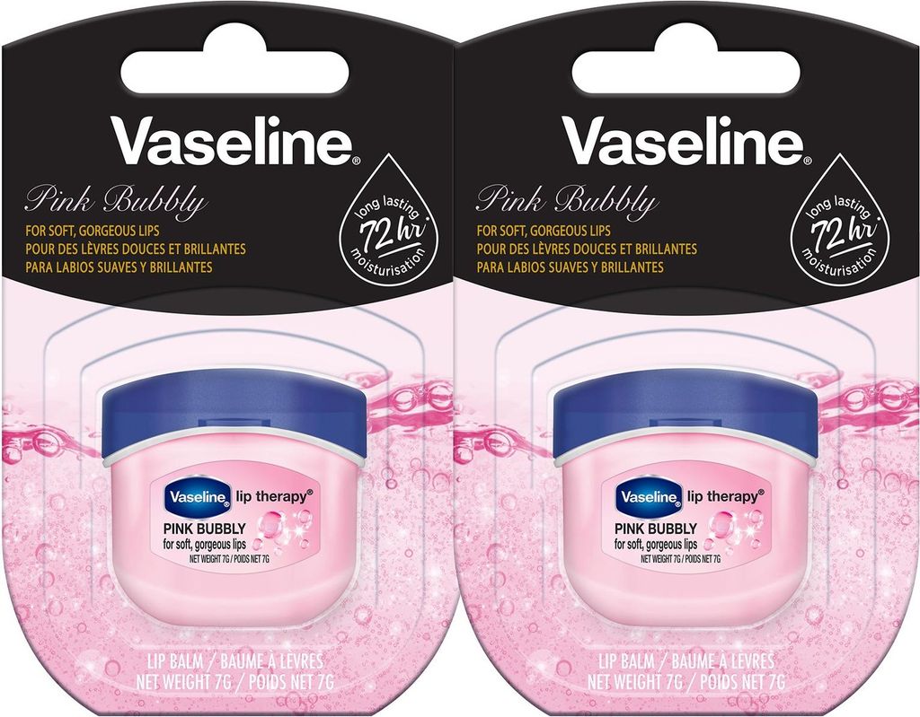 Vaseline Lip Therapy 7G Pink Bubbly | Pflegender Lippenbalsam für optimale Feuchtigkeit mit pinkfarbenen Blubberton | (Pink Bubbly (2er Pack))