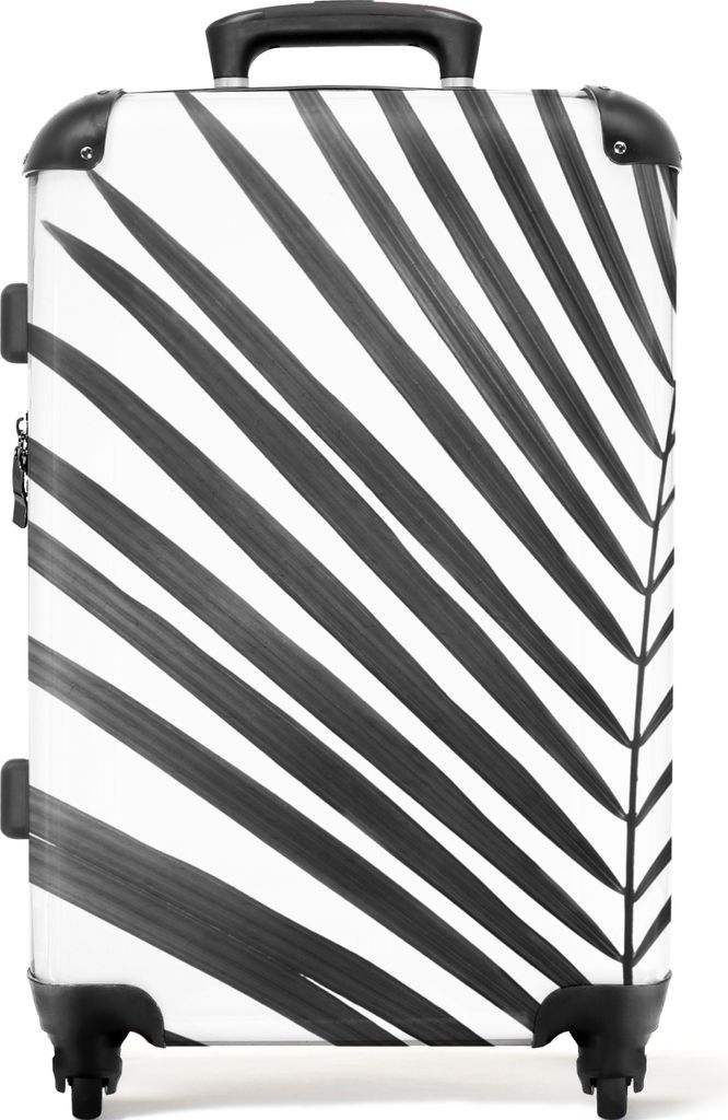 NoBoringSuitcases.com Großer Koffer - Pflanze - Schwarz und weiß - Natur - Blatt - Kombinationsschloss TSA - Hartschalen Trolley 4 Rollen - 72 ...