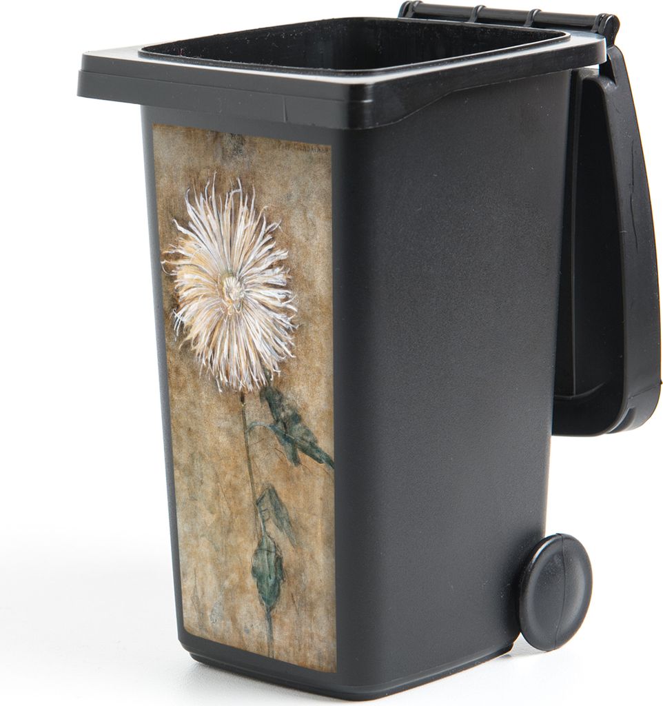 MuchoWow Mülltonnenaufkleber Chrysantheme - Piet Mondrian - Alte Meister 44x98 cm - Containeraufkleber - Aufkleber - Mülltonnen-Aufkleber