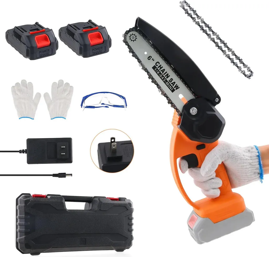 Scie à chaîne sans fil portative 21V - Pack 2 batteries et guide 6"
