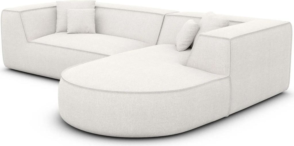 Strukturstoff L-Form Sofa Liberia Weiß Rechts