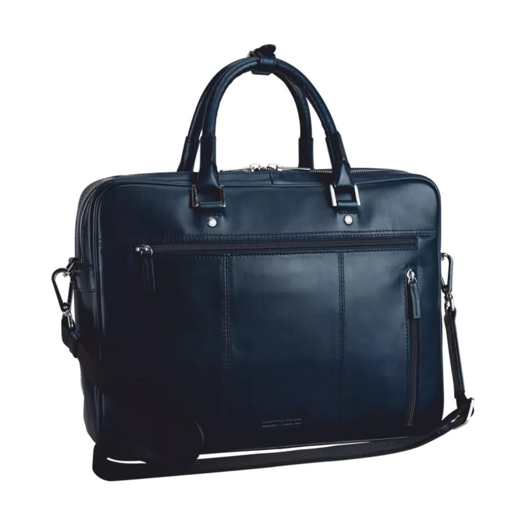 LEONHARD HEYDEN Leder Aktentasche Henkeltasche mit Laptopfach Montreal Zipped Briefcase 2 Compartments Navy dunkelblau