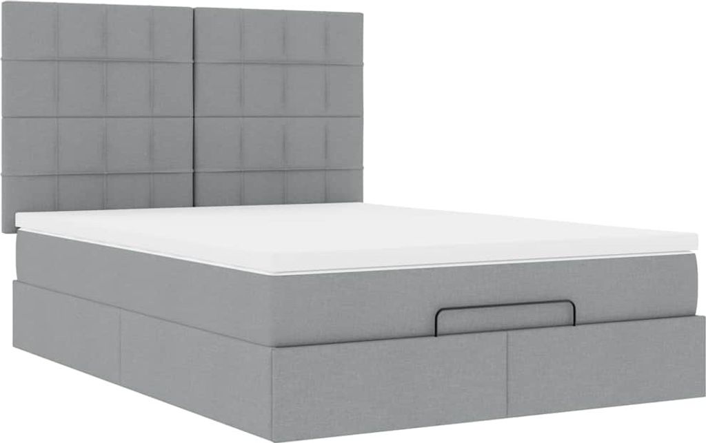 Ottoman-Bett mit Matratze Hellgrau 140x200 cm Stoff