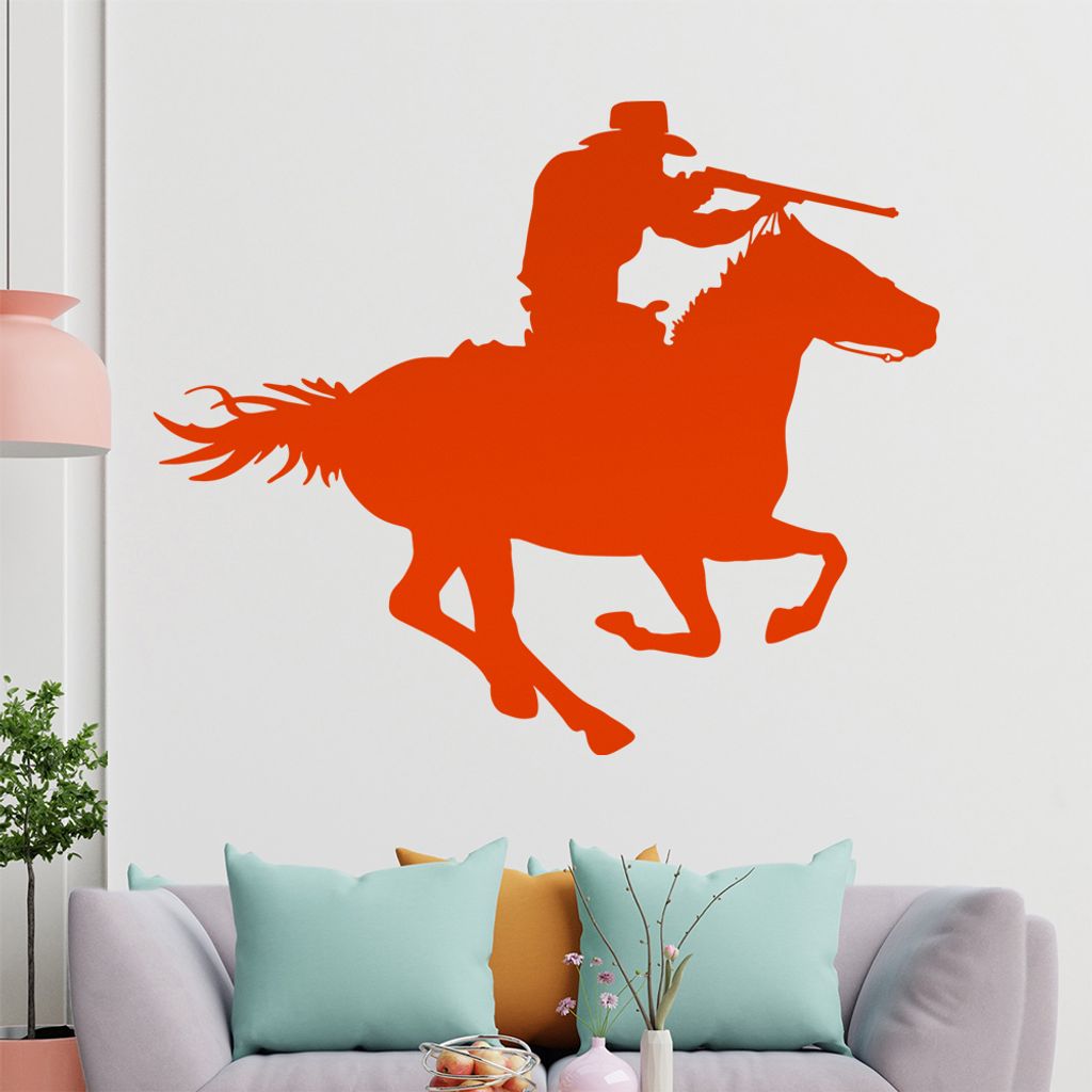 KIWISTAR Cowboy Pferd - Reiten Schießen Wandtattoo in 6 Größen - Wandaufkleber Wall Sticker - Dekoration, Küche, Wohnzimmer, Schlafzimmer, Bade...