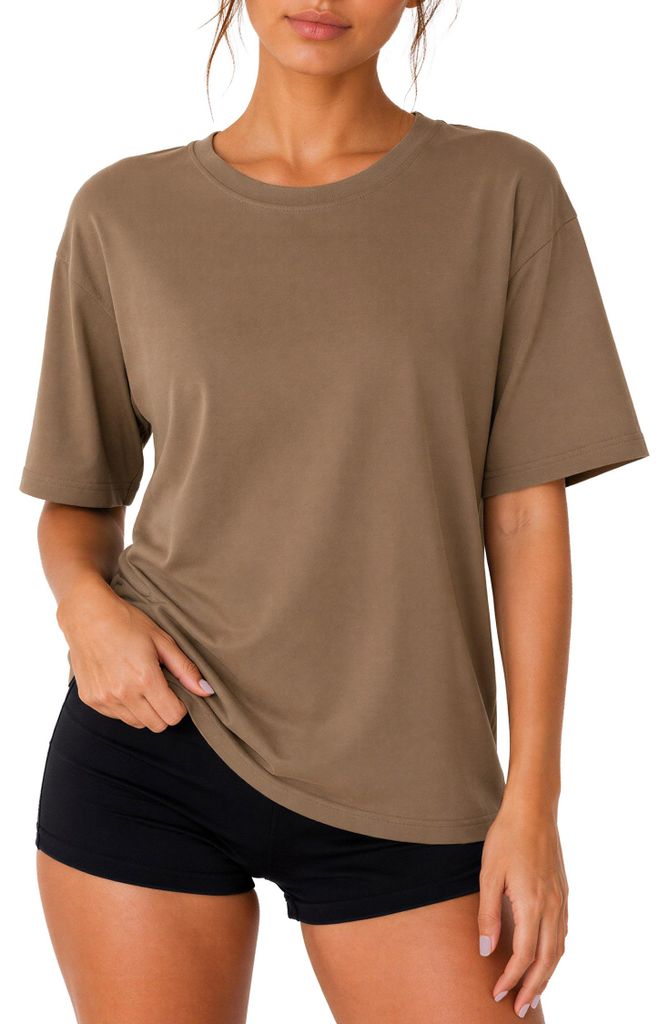 Reichstadt Damen Regular Fit T-Shirt Shoulder Drop 25RSW071 Khaki S