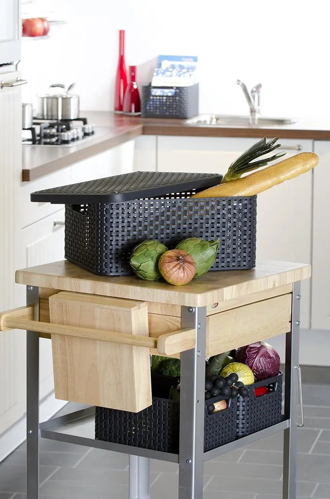 Petit panier de rangement Style Curver anthracite décoratif et robuste