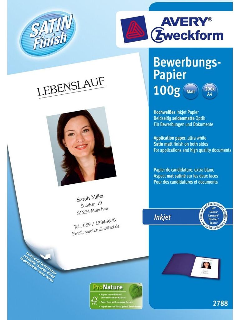 Avery Zweckform® 2788 2788 Carta per applicazioni a getto Immagine del prodotto 