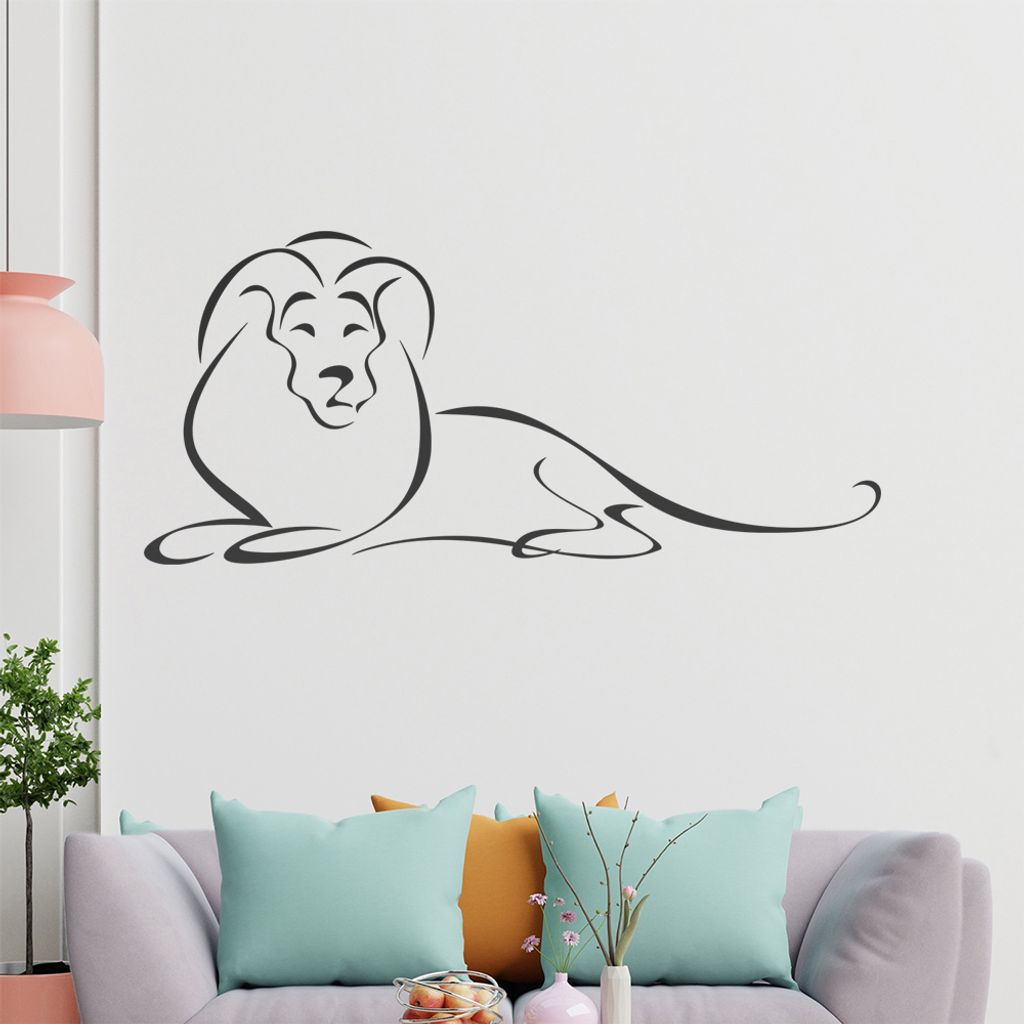Löwe Linien Wandtattoo in 6 Größen - Wandaufkleber Wall Sticker - Dekoration, Küche, Wohnzimmer, Schlafzimmer, Badezimmer
