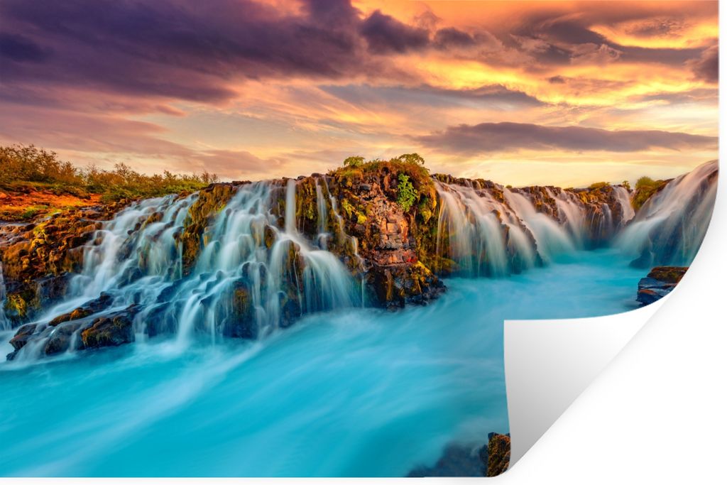 MuchoWow Wandtattoo Wandsticker Wandaufkleber Wasserfall - Landschaft - Wolken - Natur 30x20 cm Selbstklebend und Repositionierbar - Wierderverwe...
