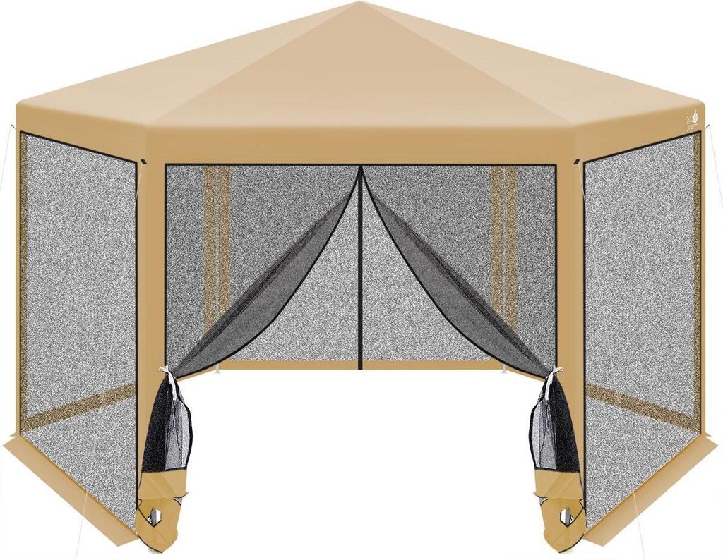 Gartenpavillon Sechseckig 2x2x2,5m mit Moskitonetz Beige