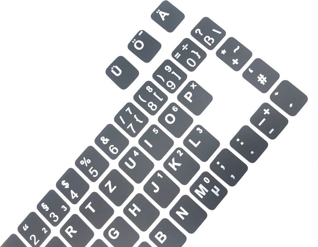 DEUTSCHE Tastaturaufkleber- schwarz MATT 48 Tasten 1,1 cm x 1,3 cm Tastatur aufkleber Selbstkleben kompatibel für Asus Z9200Vc