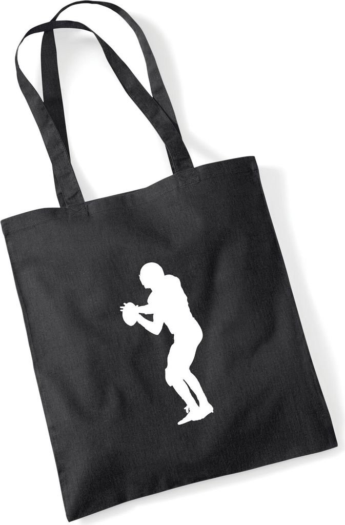 Huuraa Jutebeutel American Football Silhouette 10 Liter Black Baumwolle Tasche Geschenkidee