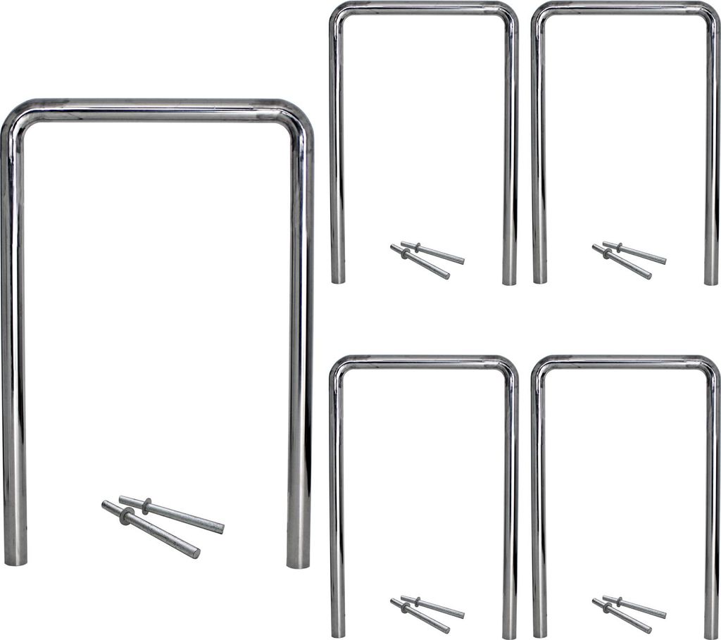 5 x Fahrradanlehnbügel 118 x 78 cm Edelstahl Ø 60 mm grau Typ U Einbetonieren Fahrradständer Parker Typ U