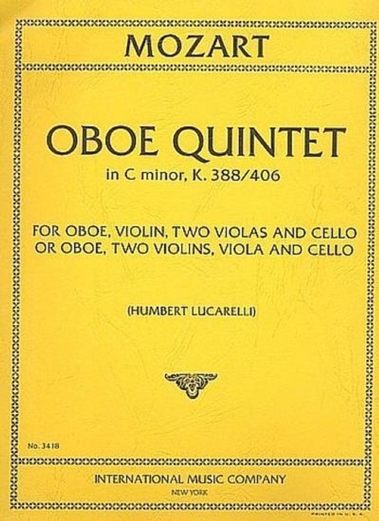 Quintet c minor KV 388 (406)for oboe, violin, 2 violas and violoncello