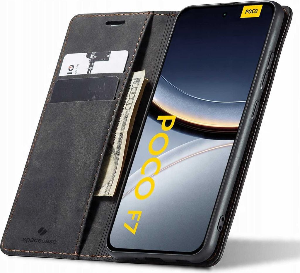 Spacecase Wallet Tasche für Poco F7 5G Schwarz