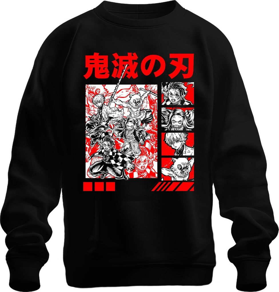 Kimetsu no Yaiba Demon Slayer Tanjiro Nezuko Inosuke Zenitsu Uni Sweatshirt Pullover, Schwarz, XL