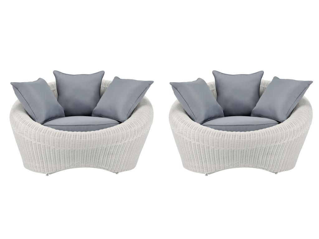 Set mit 2 Gartenstühlen  aus Technorattan – Farbe Elfenbein Produktbild 