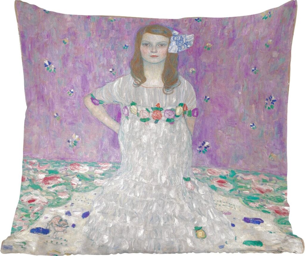MuchoWow Zierkissen Sofakissen Wohnzimmer Dekokissen 40x40 cm Porträt von Mada Primavesi - Gemälde von Gustav Klimt - Foto Kissen - Schlafzimme...