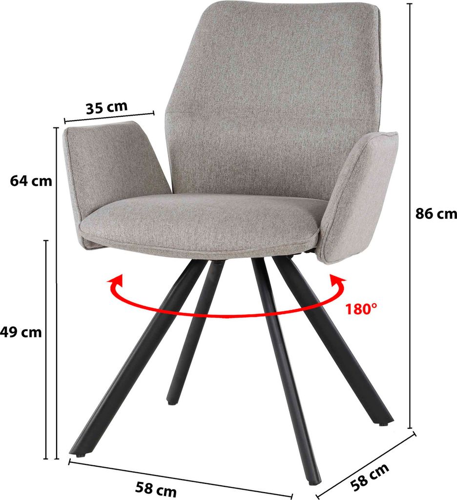 Livingfurn - Esszimmerstuhl Diana Stoff / Beschichteter Produktbild 12