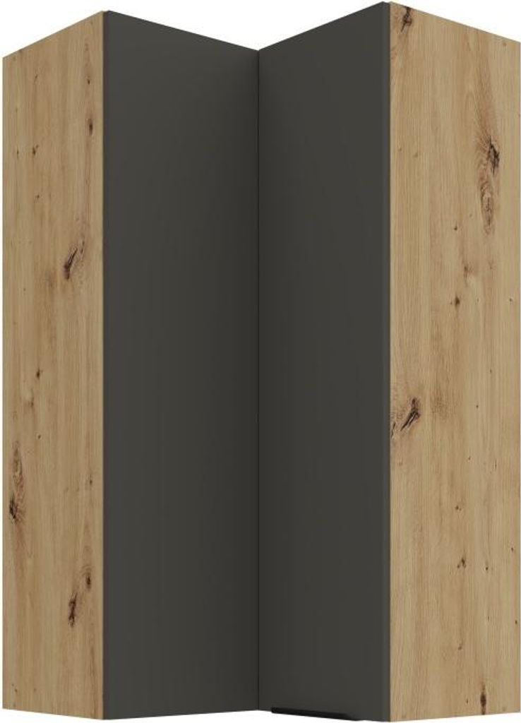 Hoher Eckschrank LUNARA 2 – 60 x 60 cm, Graphit/Eiche Produktbild 