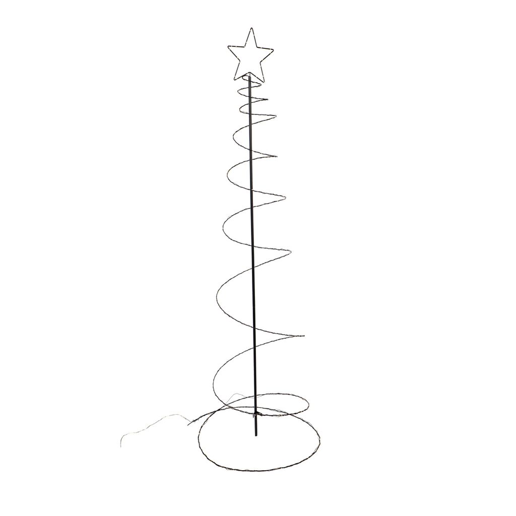 LED Lichterbaum mit Sternspitze - 6 Stränge - 150 warmweiße LED - H: 2,4m -  für Außen - schwarz