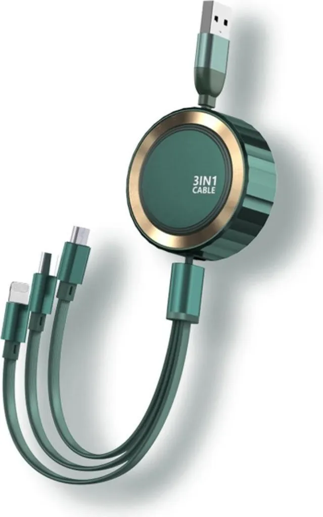 Miglior Cavo da Viaggio 3-in-1 Eko Verde: Retrattile e Resistente 3A