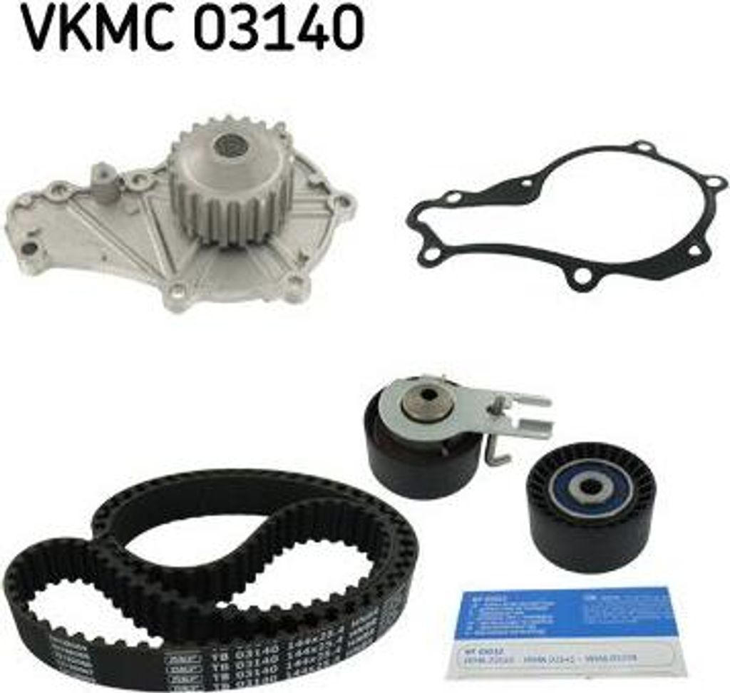 SKF VKMC 03140 Wasserpumpe + Zahnriemensatz OE 0516A3 kompatibel mit C1, C2, C3, Nemo, Xsara, Fiesta, Fusion, 2, 1007, 206, 307, Bipper, Aygo