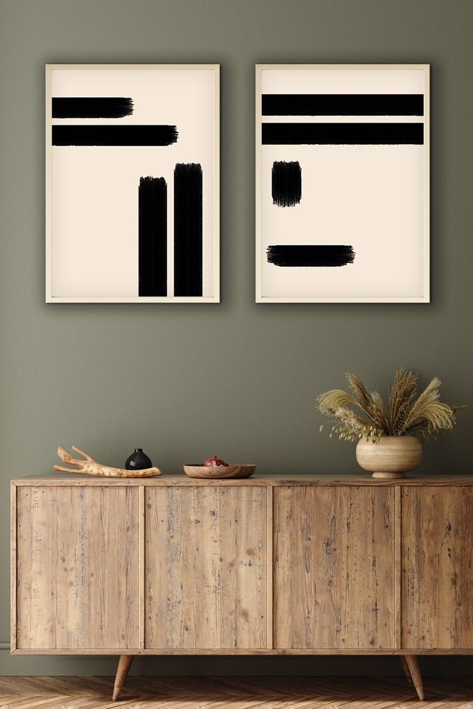 Wallity, Huhu200 - 50 x 70, Nachbildungativ gerahmtes MDF-Gemälde (2 Stück), 100 % MDF, Mehrfarbig, 50 x 70 cm