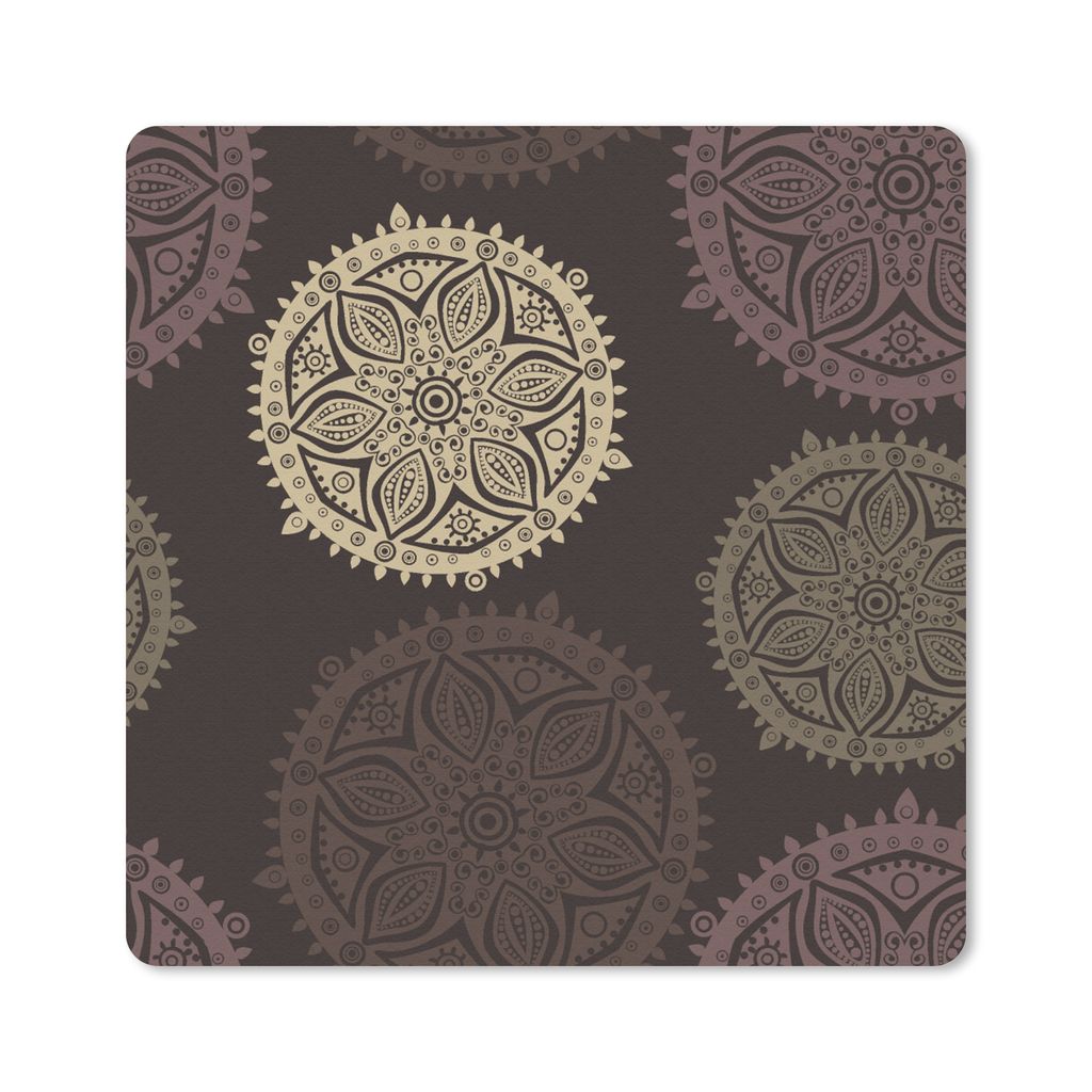 MuchoWow Mauspad Mousepad Gestaltung - Mandala - Braun 20x20 cm - Mousepads - Maus Mat - Pad - Mausunterlage - Desk Mat - Bureauartikeln