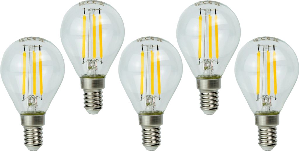 5x LED Lampe Filament 12V DC AC E14 1W warmweiß Produktbild 