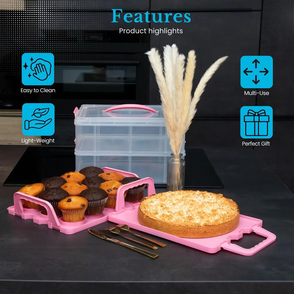 Mallette de transport pour cupcakes et pâtisseries - Idéal pour fêtes - 2