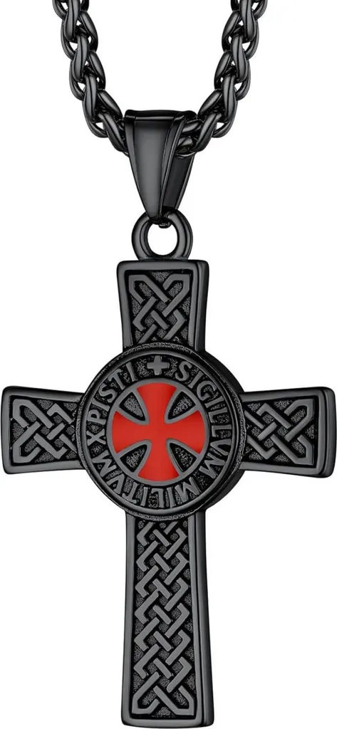 Ciondolo Croce Templare Nero Acciaio Inox | Gioielli Uomo Templari