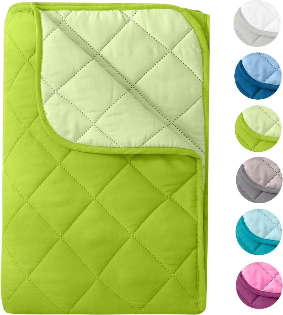 Microfaser Sommer Steppbett 200x200 grün & hellgrün / OEKO-TEX / kochfest 95° / Leichtsteppbett für heiße Tage / ohne Bezug verwendbar