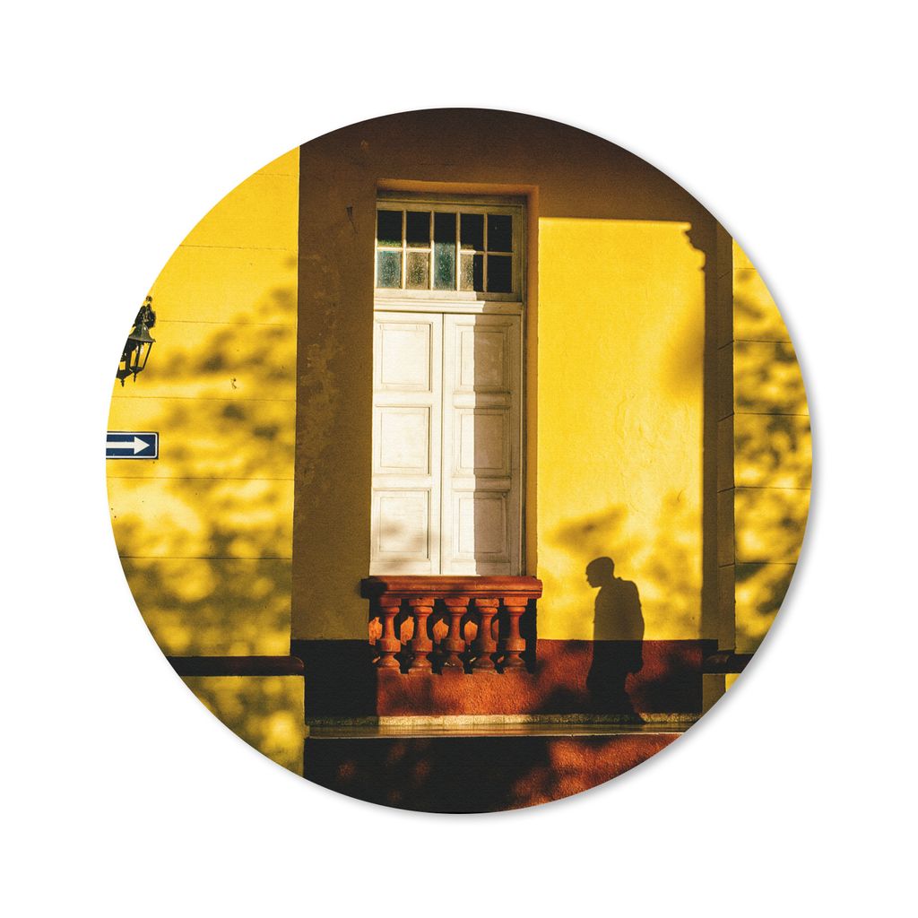 MuchoWow Mauspad Mousepad Tür - Gelb - Architektur - Schatten 30x30 cm - Mousepads - Maus Mat - Pad - Mausunterlage - Tischunterlage - Schreibti...