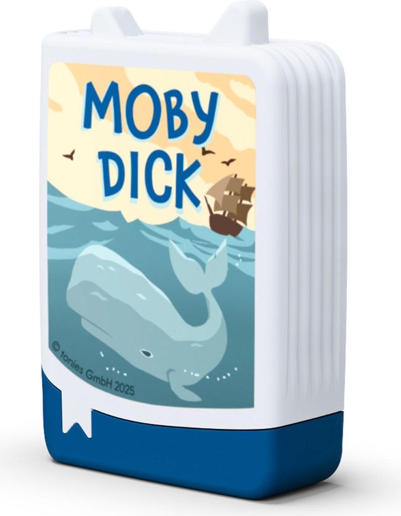 A white and blue product with a label depicting a whale and a ship.