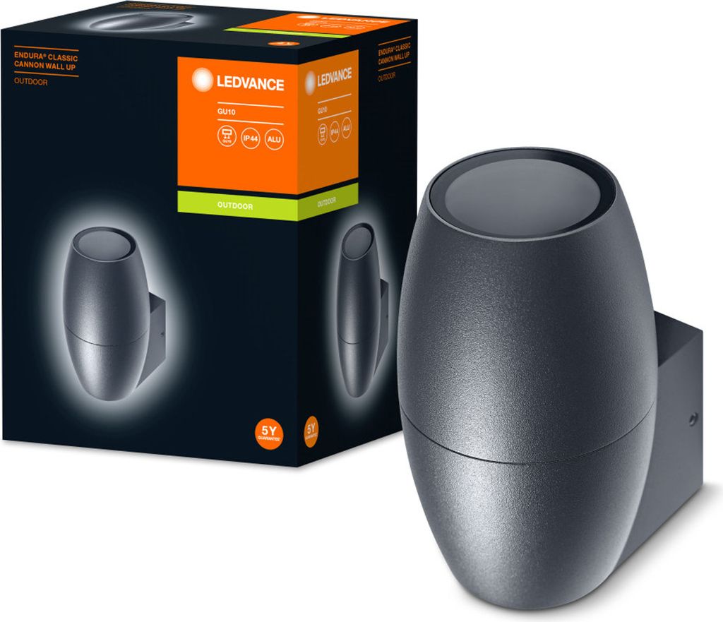 Ledvance Wandleuchte Endura Classic Cannon Wall Up dunkelgrau IP44 max. 35W GU10