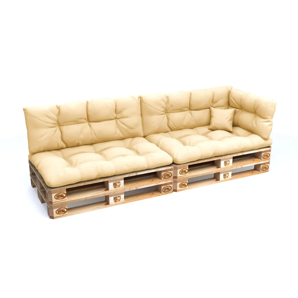 POKAR Cuscini per pallet con bella trapuntatura Cuscino per divano in pallet, Dimensioni: Set di 6, Colore: Beige - Impermeabile