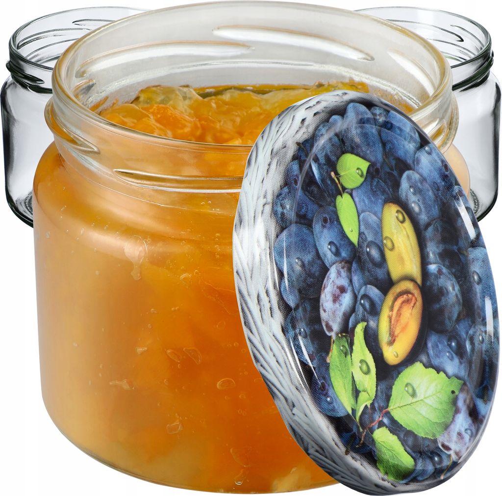 KADAX Einmachgläser mit Deckel "Sonka", Marmeladengläser, Einweckgläser, 330 ml, Pflaumendeckel , 20 Stück