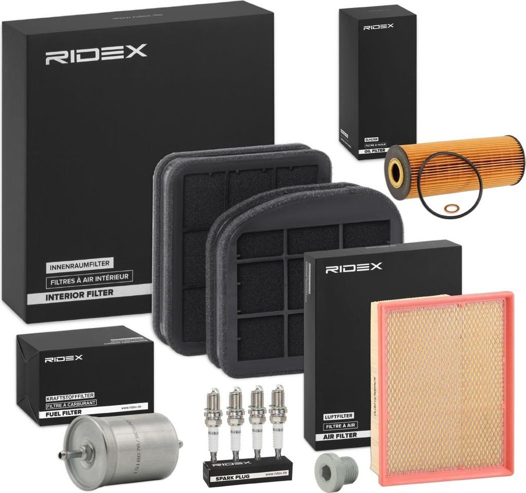 RIDEX Inspektionspaket Filterset passend für MERCEDES-BENZ C-Klasse Limousine (W202) CLK (C208) C-Klasse T-modell (S202)