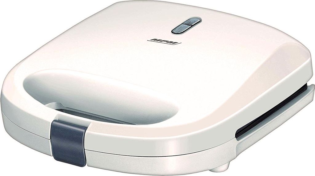 MPM MOP-27 Sandwichmaker Elektrischer für 2 Sandwiches, Autom. Temperaturregler, Edelstahl Weiß