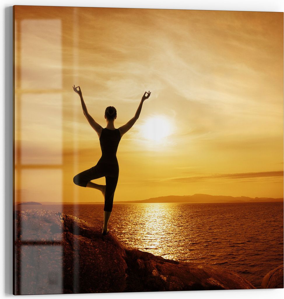 DEQORI Magnettafel Glas 50x50 cm 'Balance im Abendlicht' beschreibbar Whiteboard Küche