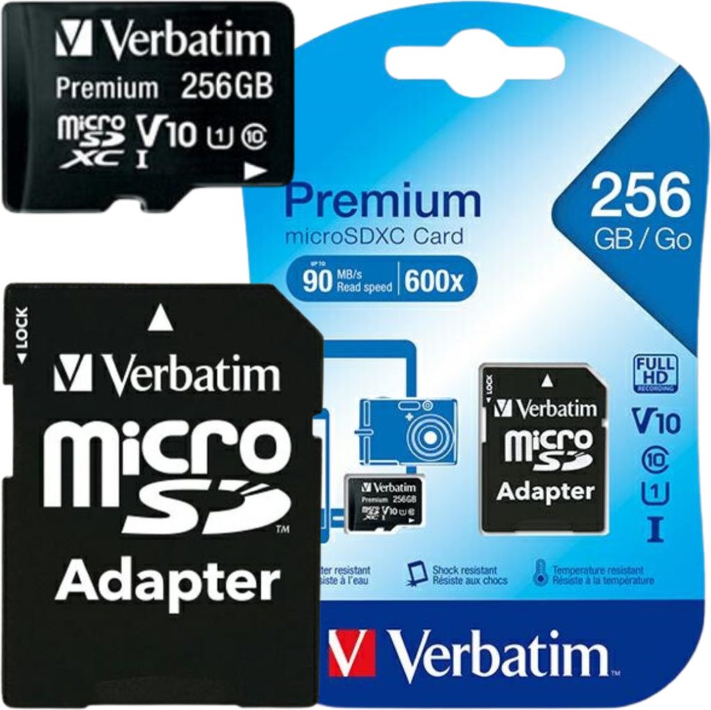 Verbatim Premium U1, 256 GB, MicroSDXC, Klasa 10, UHS-I, 90 Zdjęcie produktu 