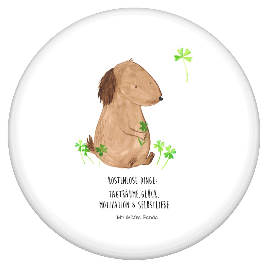 Mr. & Mrs. Panda Pin Hund Kleeblatt - Weiß - Geschenk, Badge, Liebe, Button, Gratis, Plakette, Neuanfang, Achtsamkeit, Sprüche, Anstecker