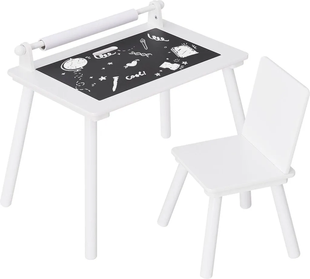 Table de Jeu pour Enfants avec Chaises - Bureau Blanc en MDF et Pin