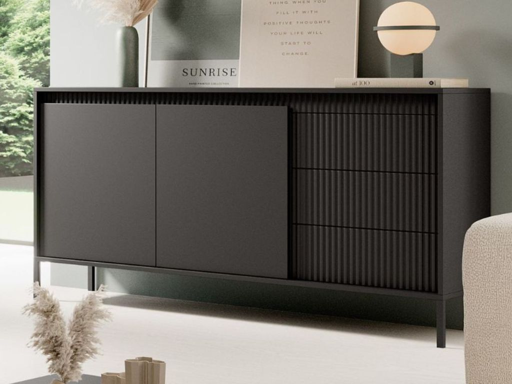 GRAINGOLD Kommode Sorano, Schwarz, Modern, mit Schubladen Produktbild 