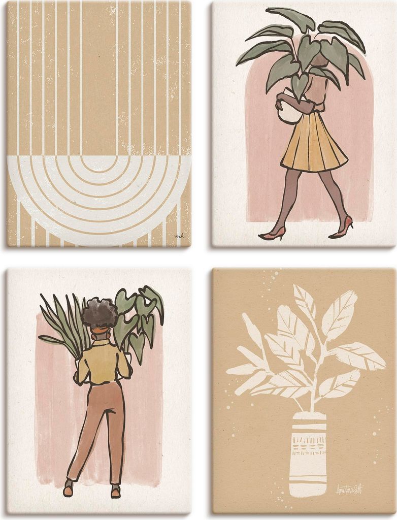 ARTland Leinwandbilder Set, 4tlg. Boho Plant Ladies Größe: 30x40 cm