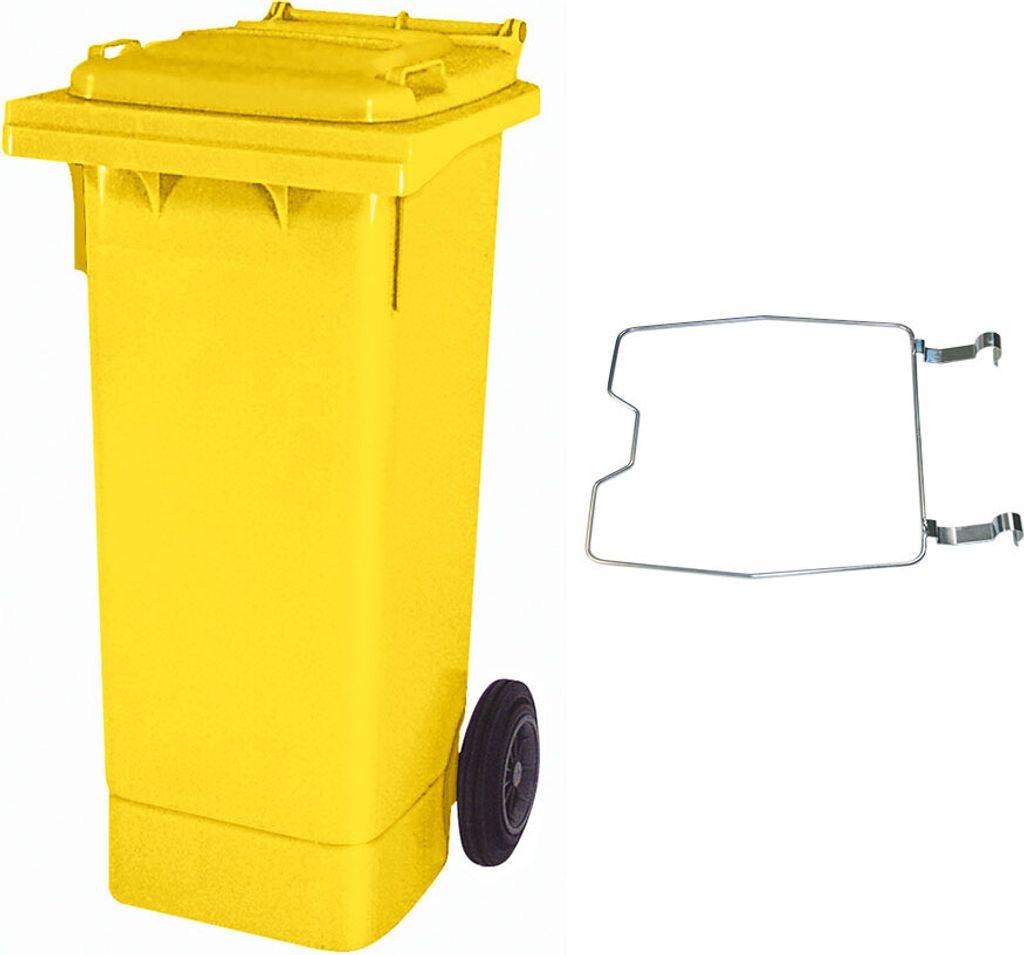 BRB Mülltonne MGB 80 Liter, mit Klemmring für Müllsäcke (gelb)