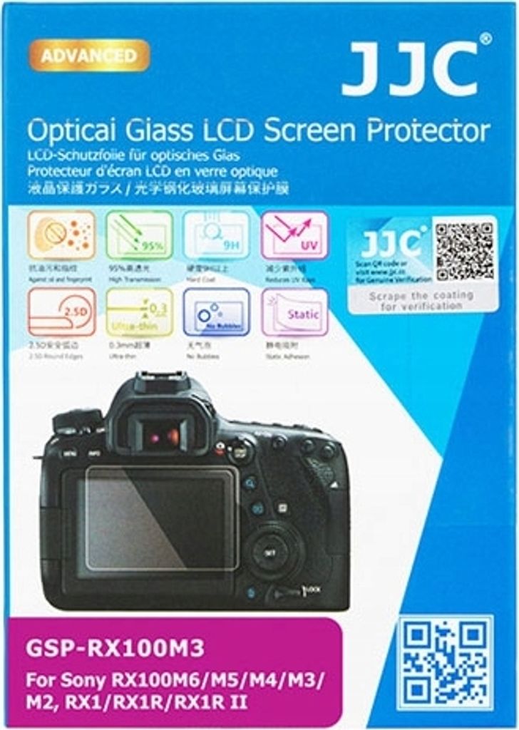 JJC GSP-RX100M3, Transparent, Sony, Cyber-Shot DSC-RX1,Cyber-shot DSC-RX1R III, RX1R, RX1R II, RX100M7/6/5/4/3/2/RX100, Glas, Klare Bildschirmschut...