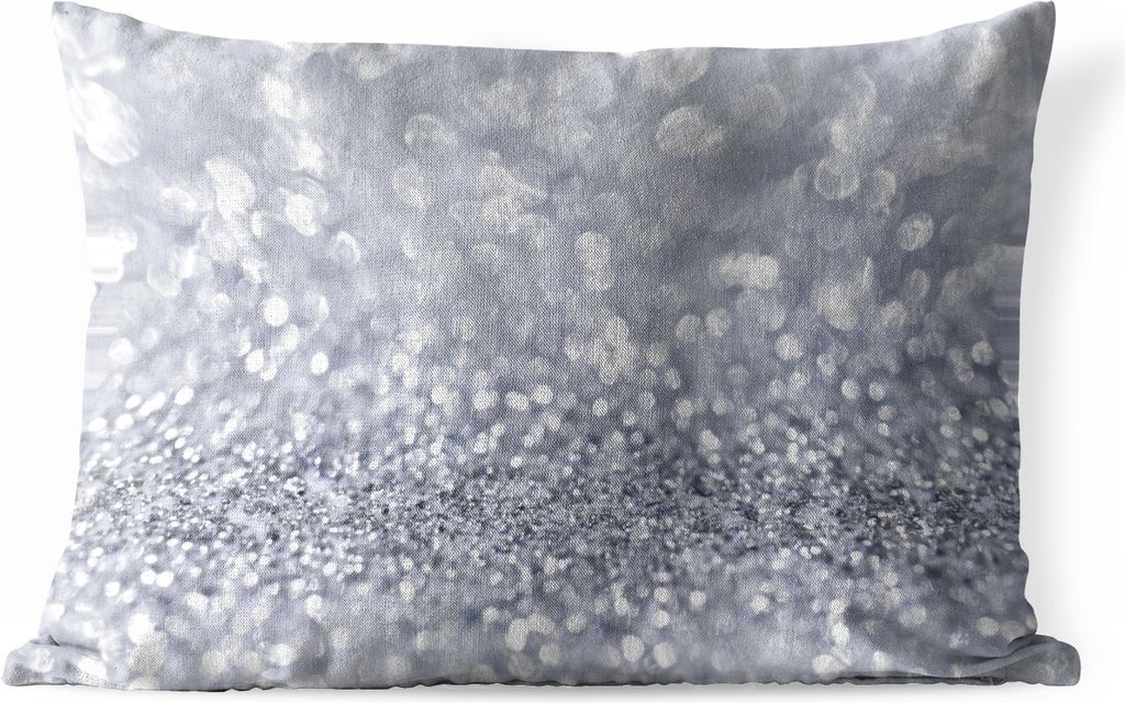 MuchoWow Outdoor Kissen - Silber glitzert - 50x30 cm - Wetterfest - Lounge Kissen - Sofa kissen - Wohnzimmer Dekoration